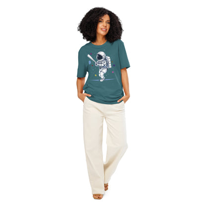Ronas Design Astronaut Swing T-Shirt Front View on Women Model in Stargazer