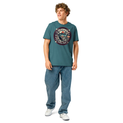 Ronas Design California Dreamin T-Shirt Front View on Men Model in Stargazer