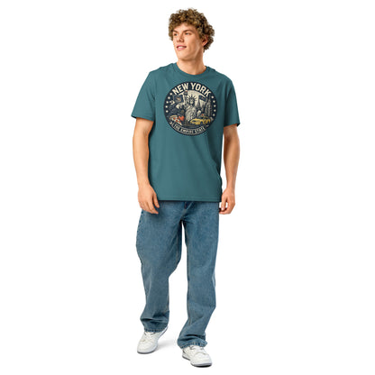 Ronas Design New York T-Shirt Front View on Men Model in Stargazer