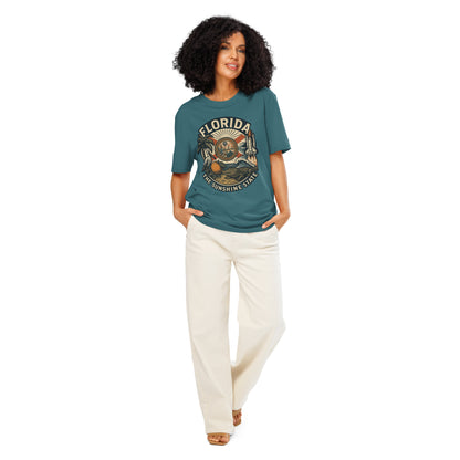 Ronas Design Florida Vibes T-Shirt Front View on Women Model in Stargazer