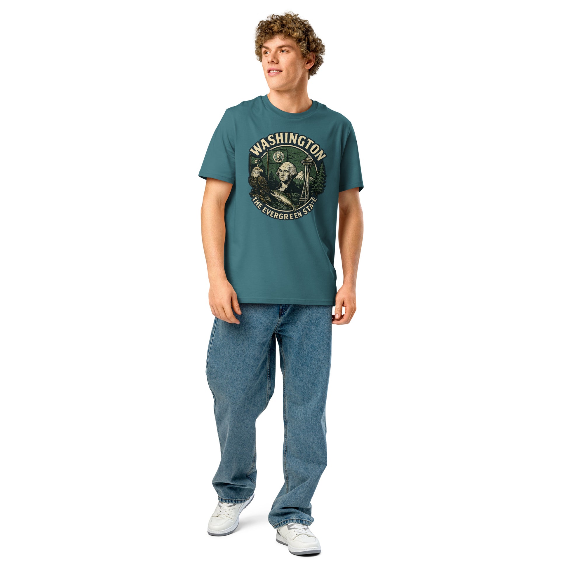Ronas Design Evergreen T-Shirt Front View on Men Model in Stargazer