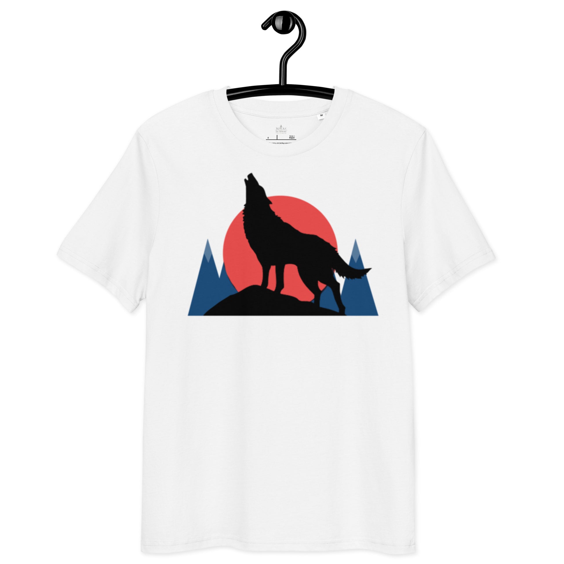 Ronas Design Sunset Wolf Howl T-Shirt Front view in White