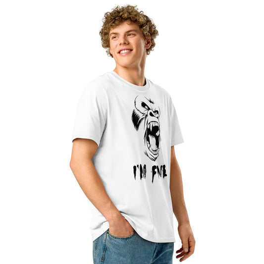 Ronas Design I'm Fine T-Shirt Side View on Men Model in White