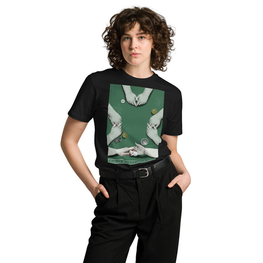 Ronas Design Lucky Poker T-Shirt Front View on Women Model in Black