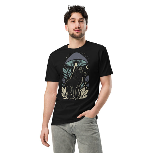 Ronas Design Mystic Wolf T-Shirt Front View on Men Model in Black