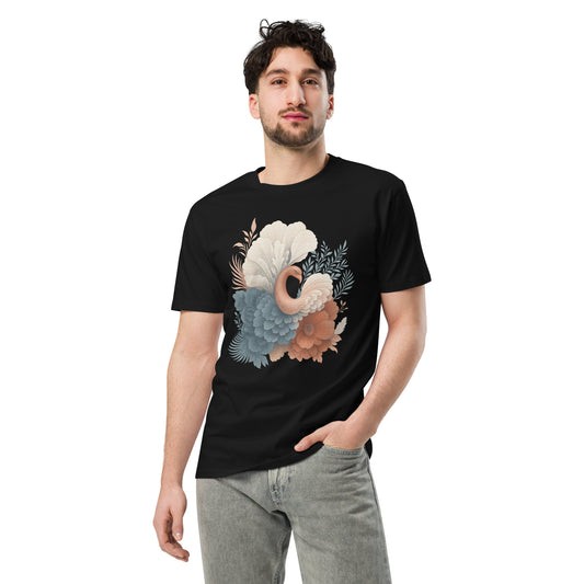 Ronas Design Floral Grace T-Shirt Front View on Men Model in Black