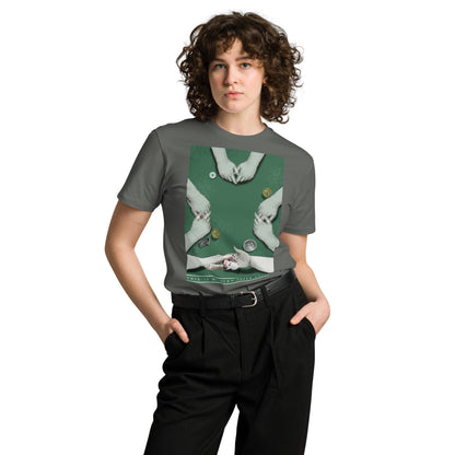Ronas Design Lucky Poker T-Shirt Front View on Women Model in Charcoal