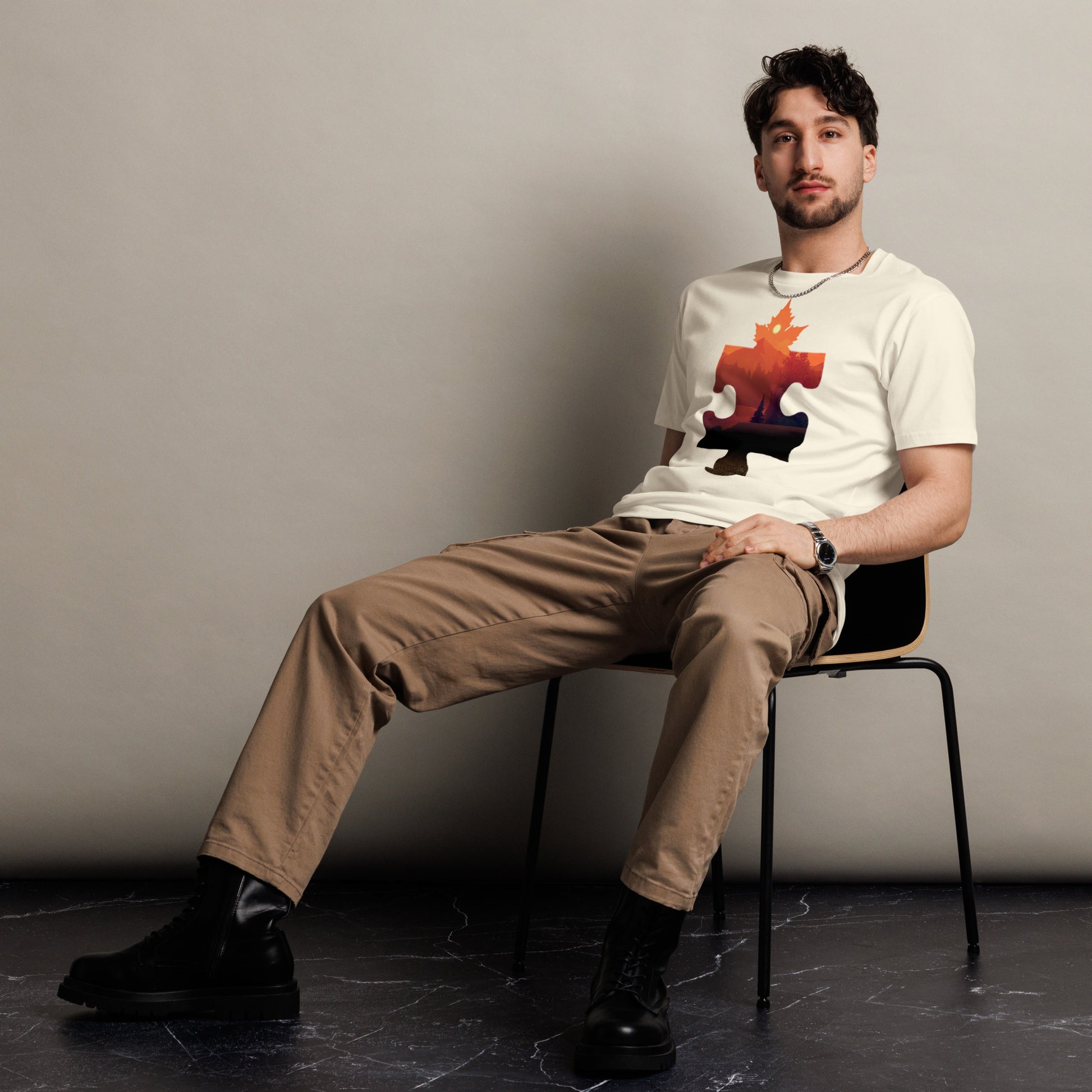 Ronas Design Piece of the North T-Shirt Side View on Men Model in Natural
