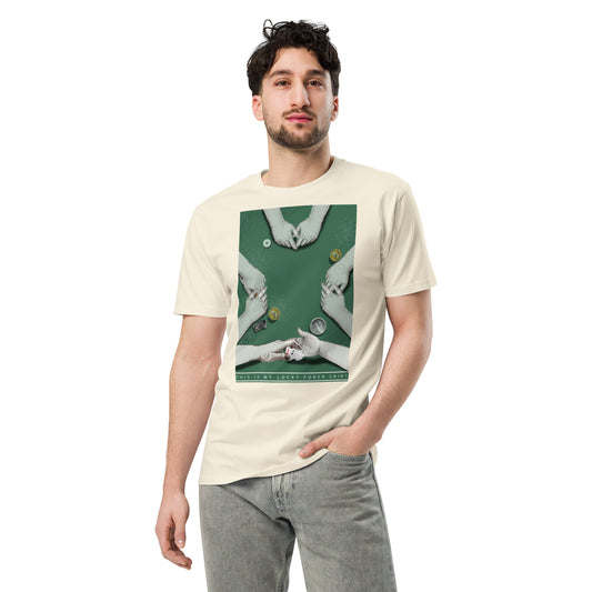 Ronas Design Lucky Poker T-Shirt Front View on Men Model in Natural