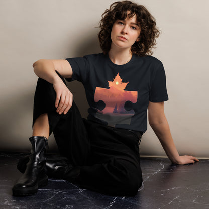 Ronas Design Piece of the North T-Shirt Front View on Women Model in Navy