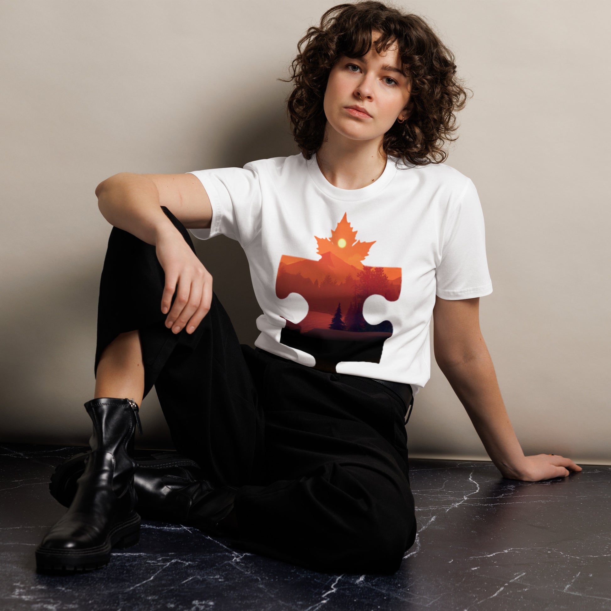 Ronas Design Piece of the North T-Shirt Front View on Women Model in White