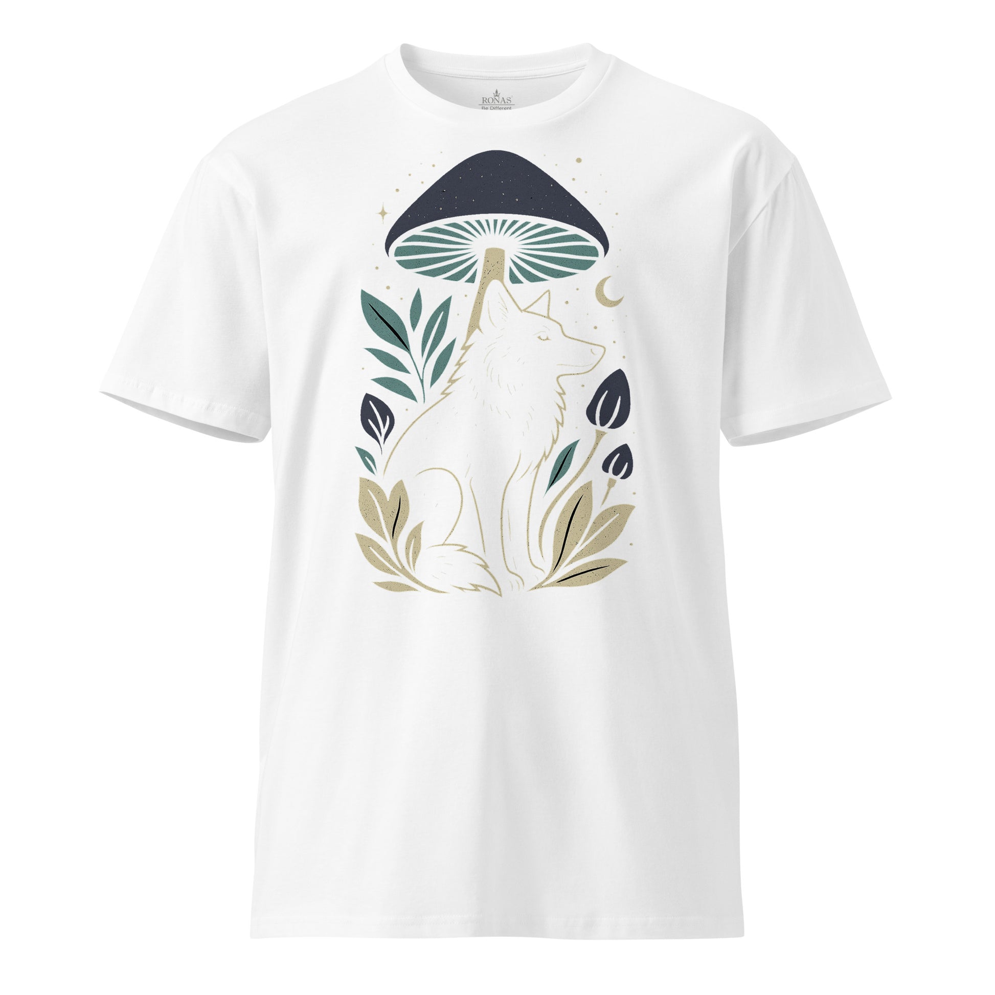 Ronas Design Mystic Wolf T-Shirt Front View in White