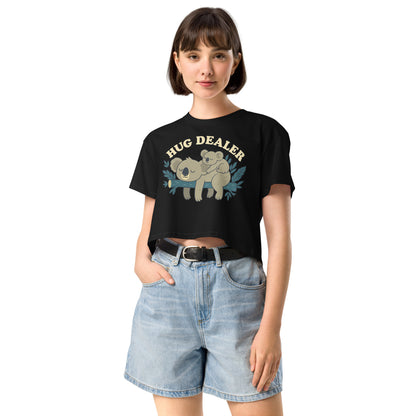 Ronas Design Hug Dealer Crop Top Front View on Women Model in Black