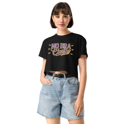 Ronas Design No Bra Club 2 Crop Top Front View on Women Model in Black