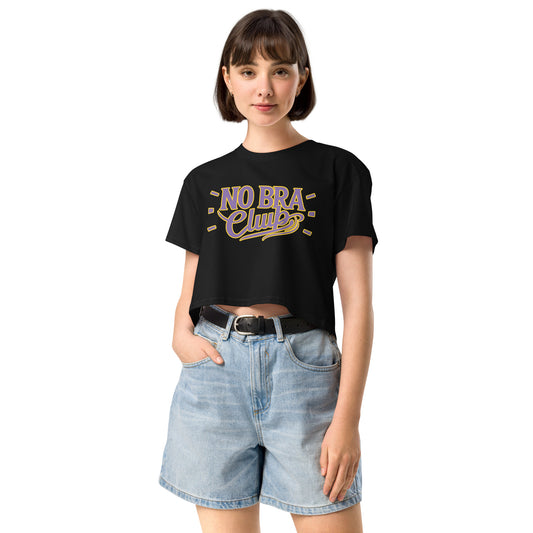 Ronas Design No Bra Club 2 Crop Top Front View on Women Model in Black