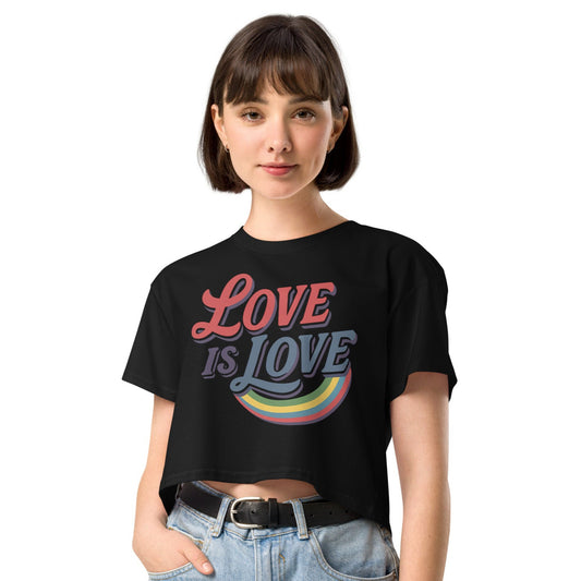 Ronas Design Pride Love Crop Top Front View on Women Model in Black
