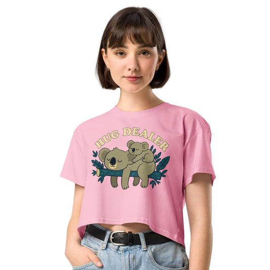 Ronas Design Hug Dealer Crop Top Front View on Women Model in Bubllegum