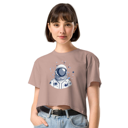 Ronas Design Space Drip Crop Top Front View on Women Model in Hazy Pink