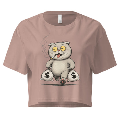 Ronas Design Rebel Cat Crop Top Front View on in Hazy Pink