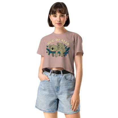 Ronas Design Hug Dealer Crop Top Front View on Women Model in Hazy Pink