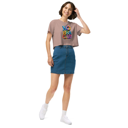 Ronas Design No Bra Club Crop Top Front View on Women Model in Hazy Pink
