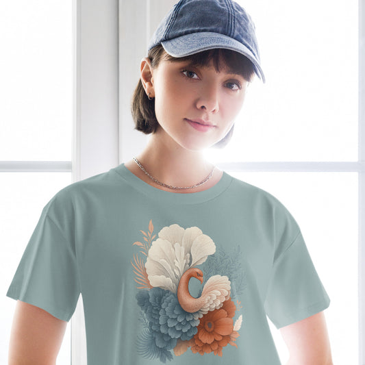 Ronas Design Floral Grace Crop Top Front View on Women Model in Mineral