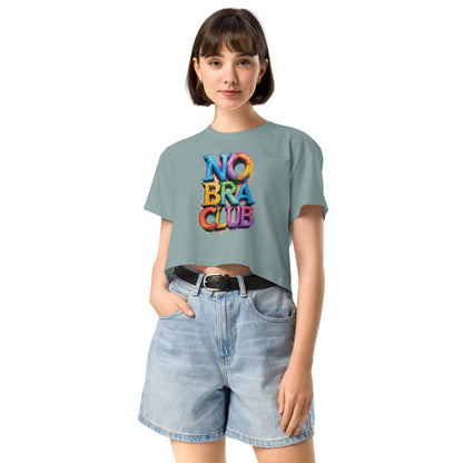 Ronas Design No Bra Club Crop Top Front View on Women Model in Mineral