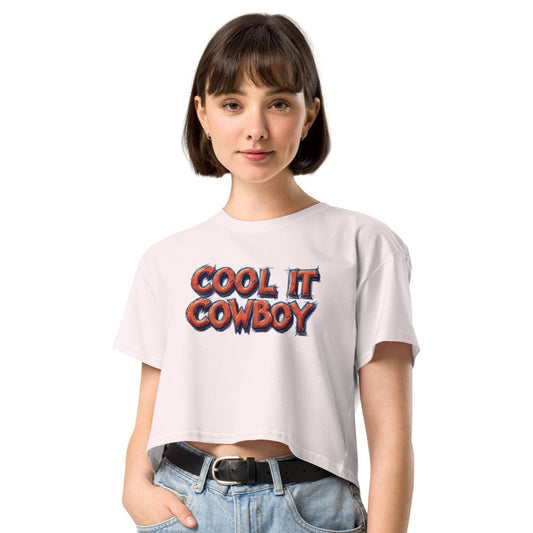 Ronas Design Cool It Cow Boy Crop Top Front View on Women Model in Orchid
