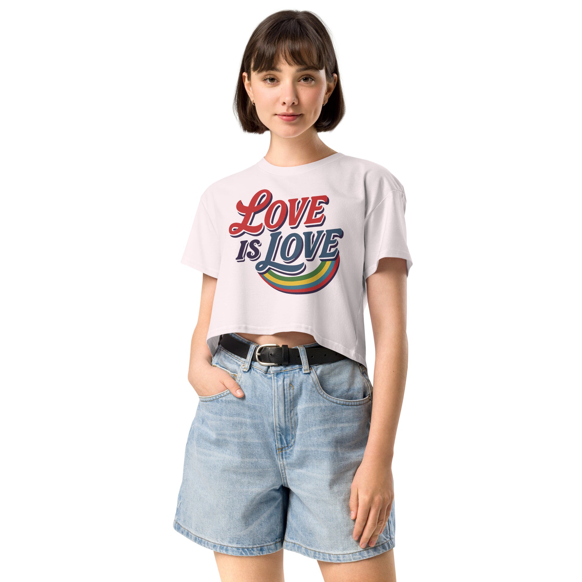 Ronas Design Pride Love Crop Top Front View on Women Model in Orchid