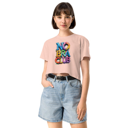 Ronas Design No Bra Club Crop Top Front View on Women Model in Pale Pink