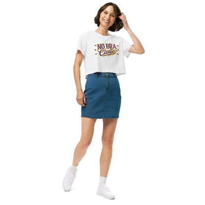 Ronas Design No Bra Club 2 Crop Top Front Side View on Women Model in White