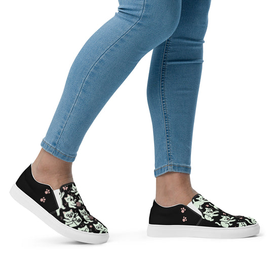 Ronas Design Kawaii Cat Chaos Shoes Side View on Women Model